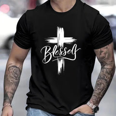 Men's "Blessed" Printed Cross T-Shirt – Faith In Action - YanaChi Store