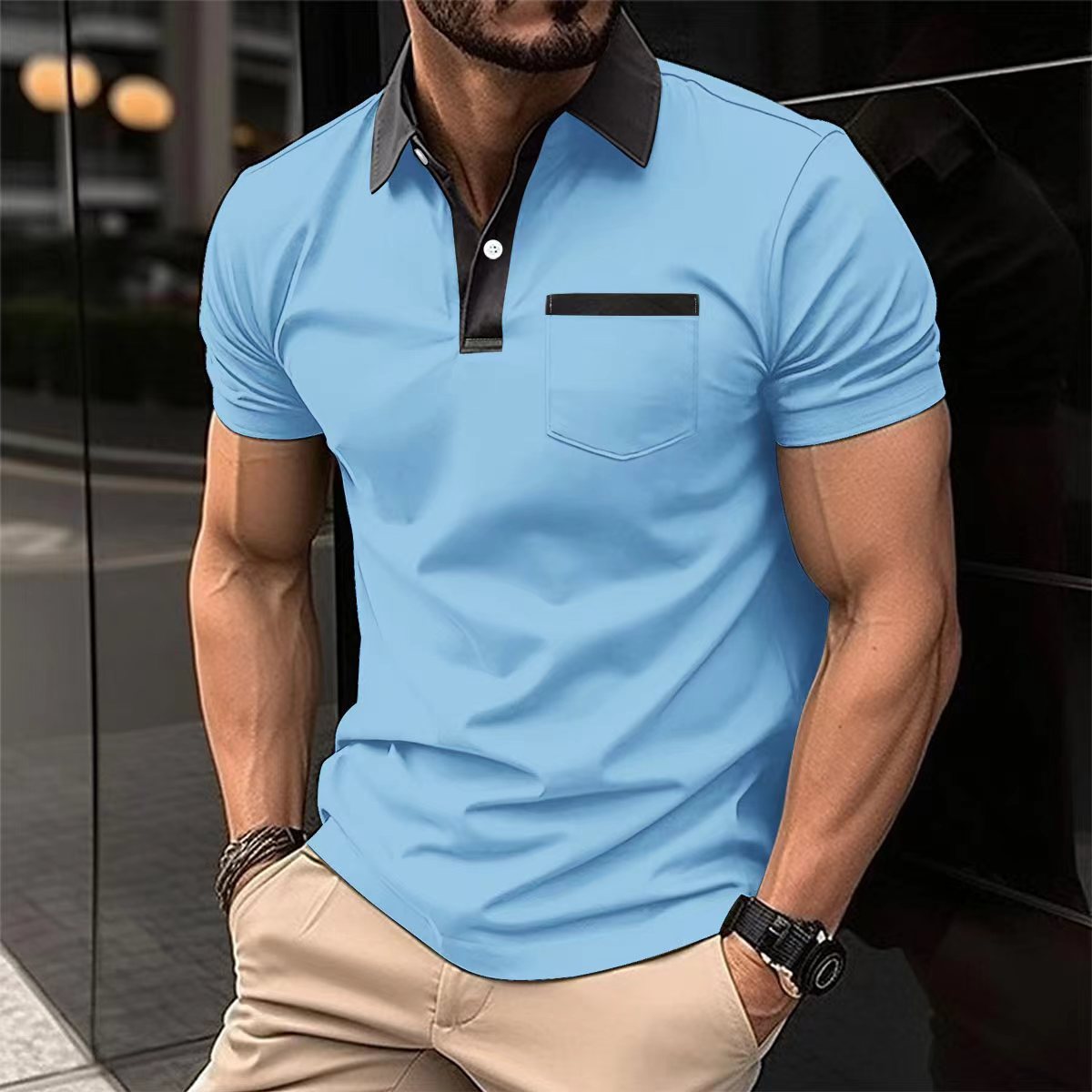 Men's Fashion Lapel Pocket Polo T-Shit - YanaChi Store