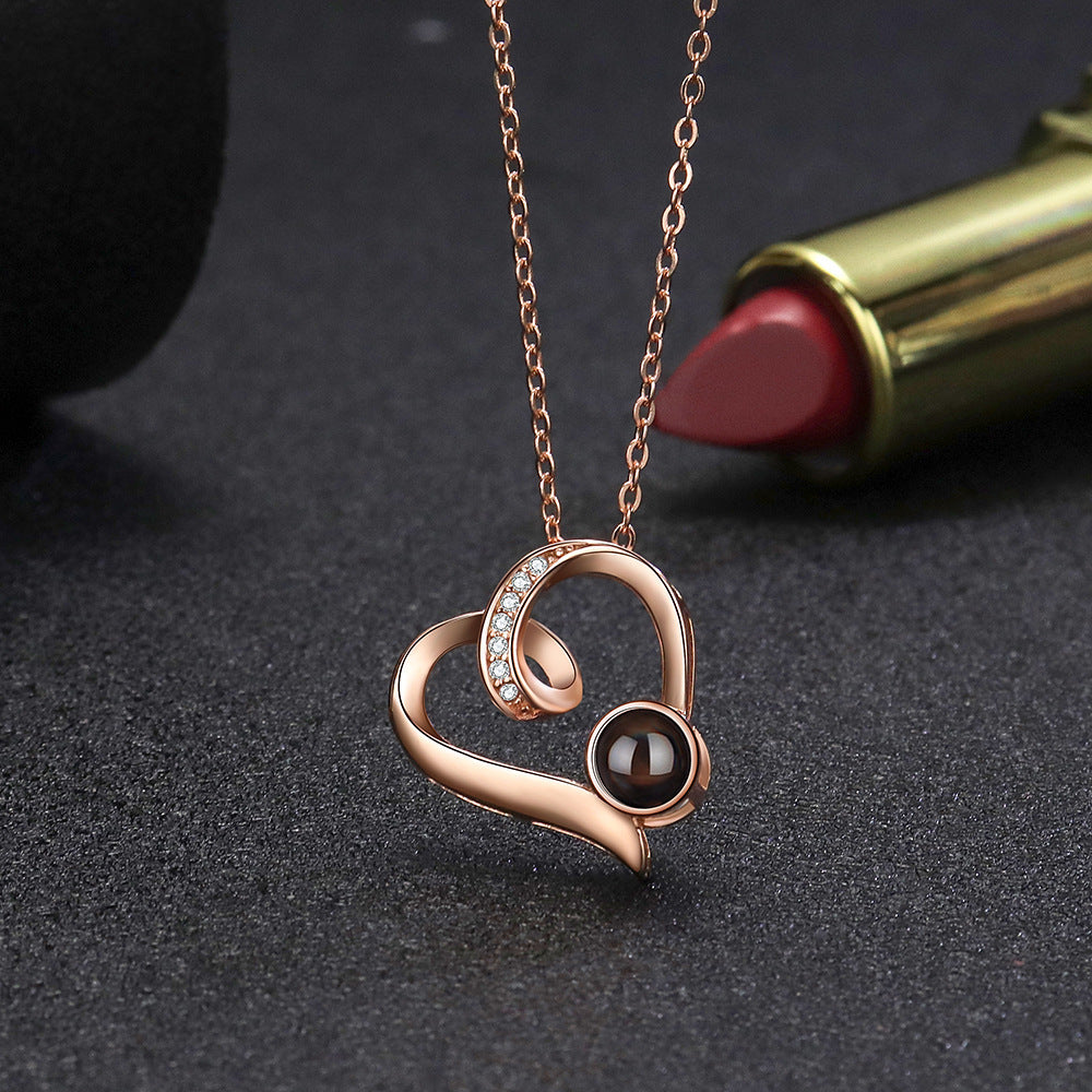 S925 Silver Half Moon Diamond Projection Necklace - YanaChi Store