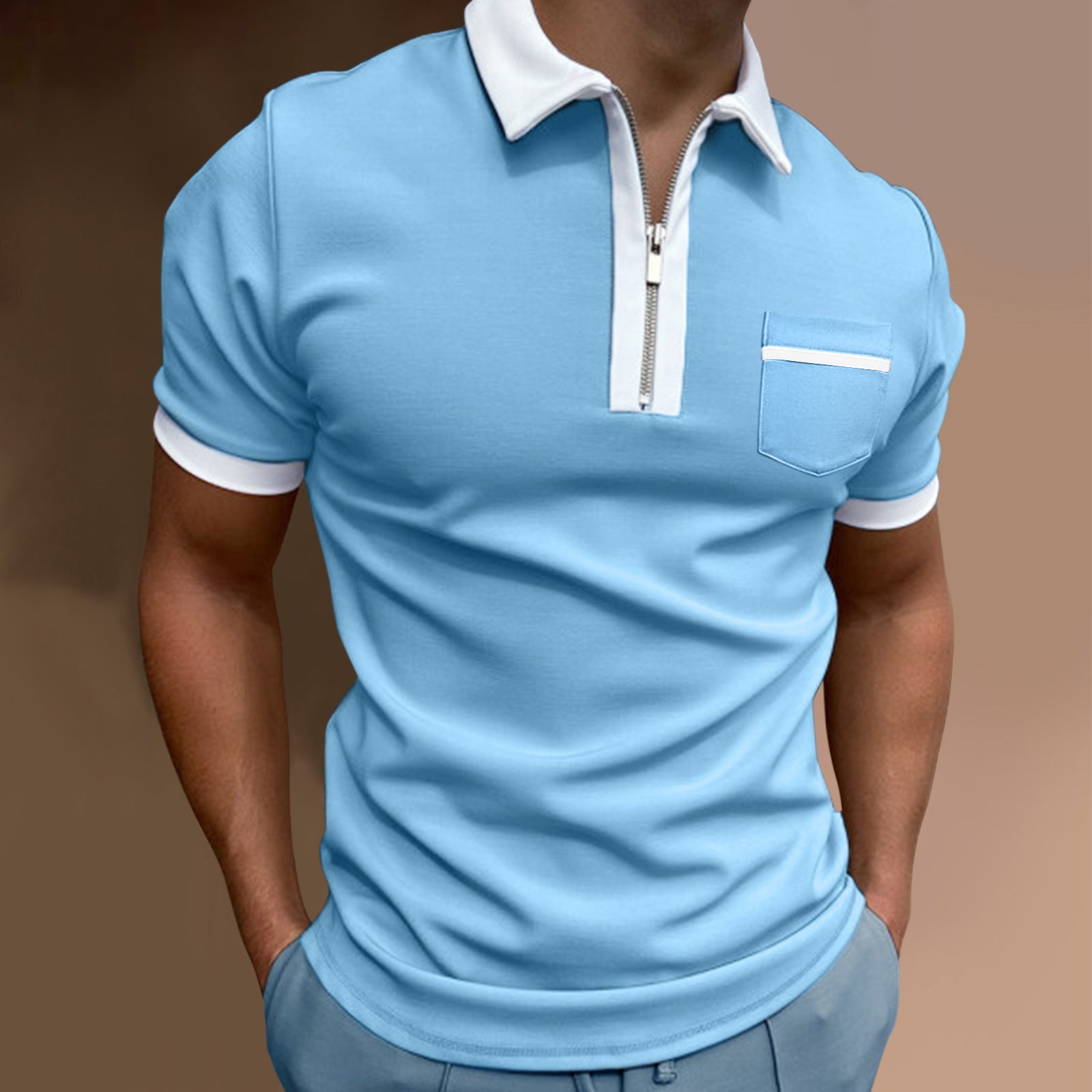 Men's Cotton Polo T-Shirt – Slim Pocket Design, European & American Style - YanaChi Store