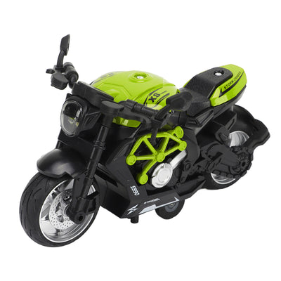 Alloy Motorcycle Model High Simulation Cool Sound Light Pull Back Motorcycle Toy for Kids Green - YanaChi Store