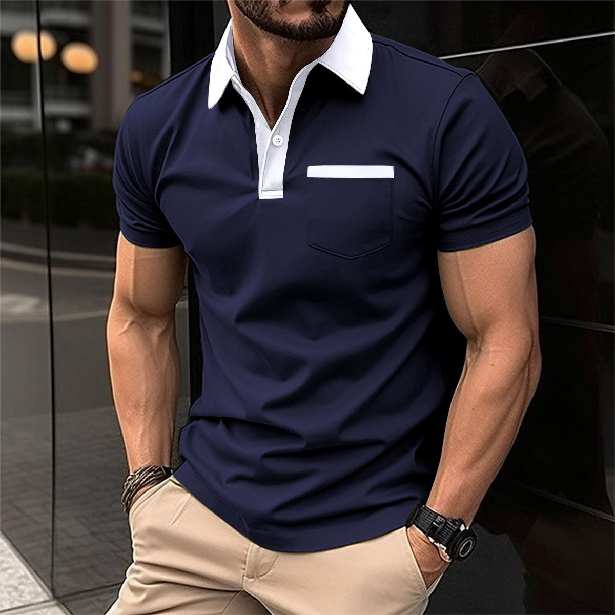 Men's Fashion Lapel Pocket Polo T-Shit - YanaChi Store