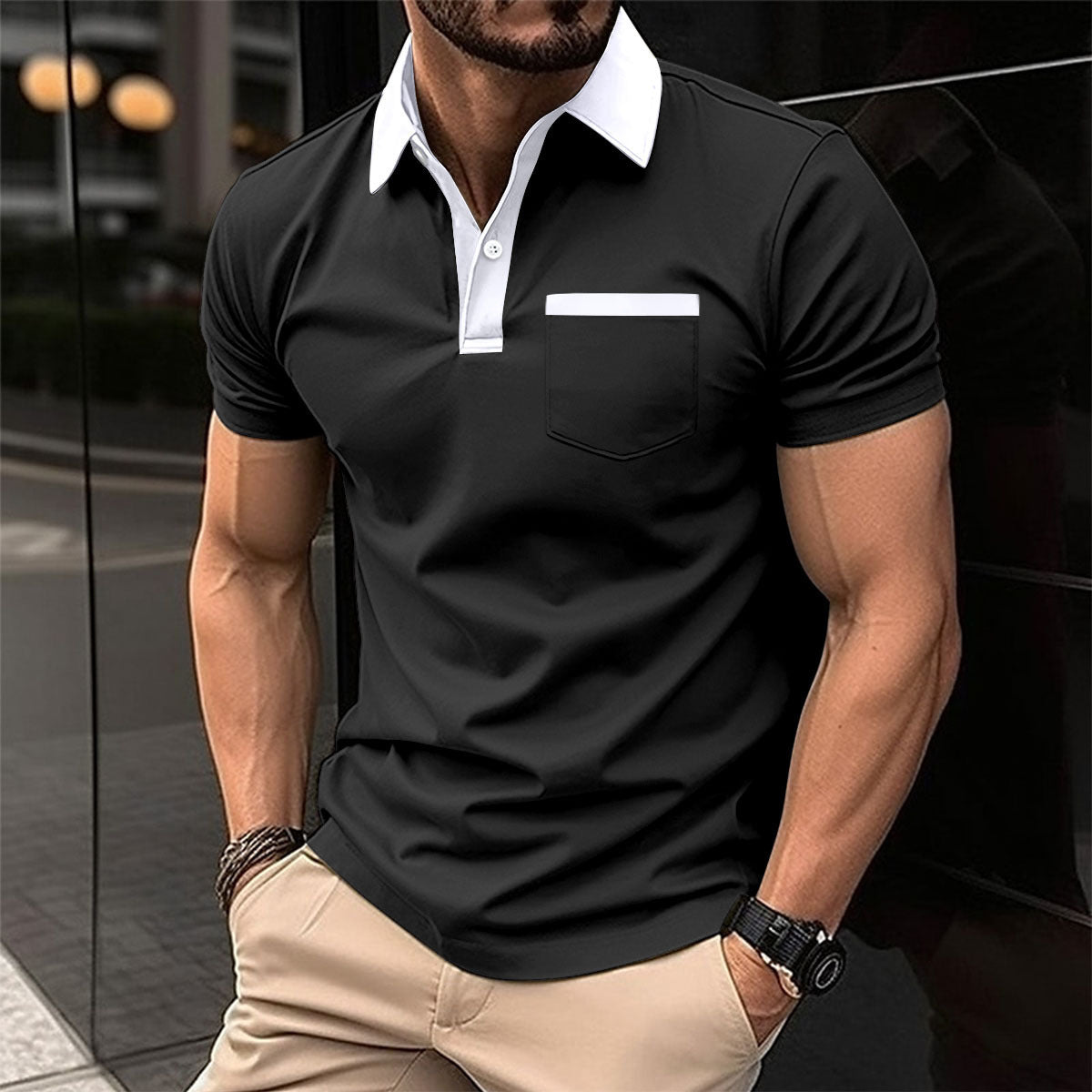 Men's Fashion Lapel Pocket Polo T-Shit - YanaChi Store