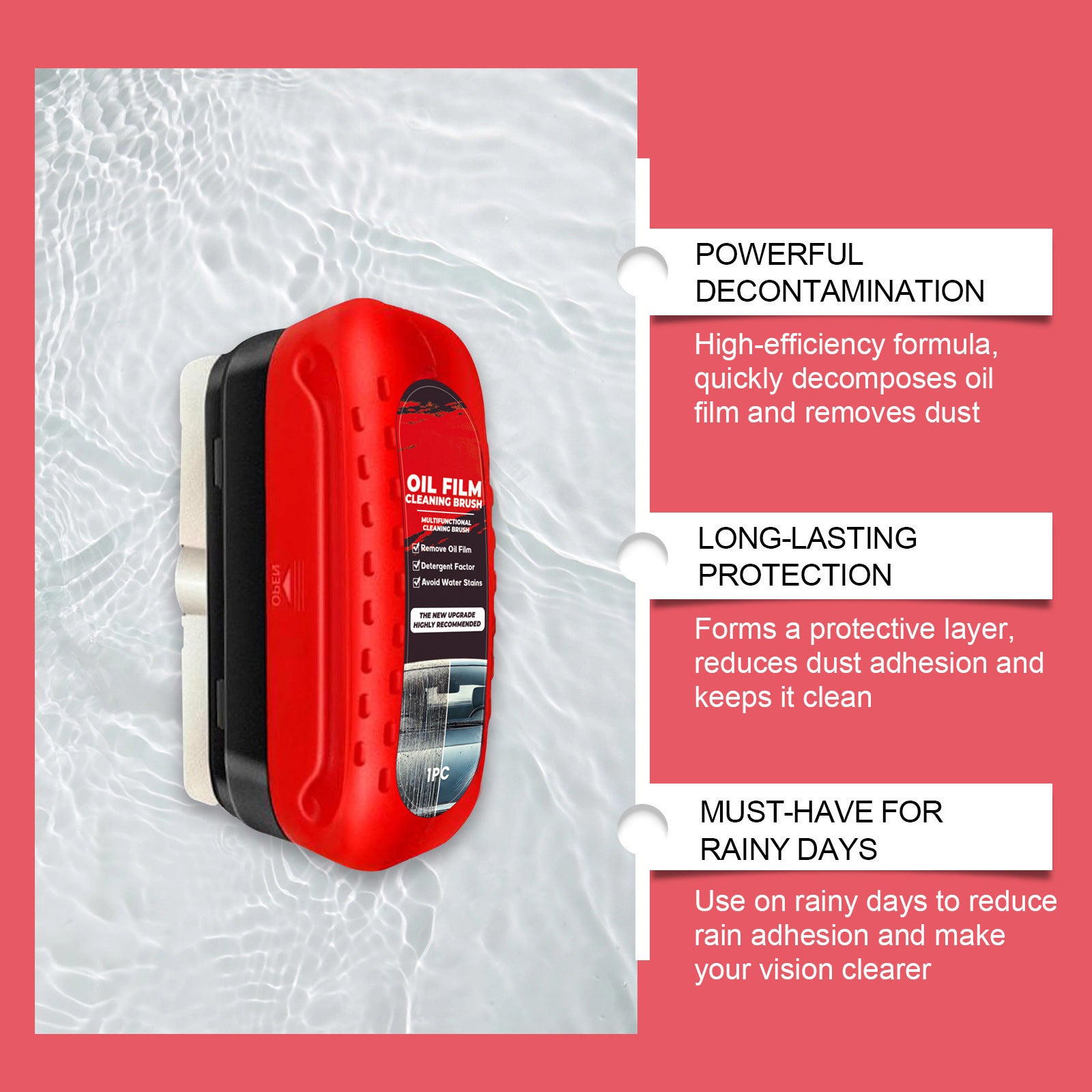 Automotive Oil Film Cleaning Brush, Windshield Cleaner Tool, All In One Wipe On Oil Film Remover, Car Glass Oil Film Cleaner With Reusable Foam Sprayer - YanaChi Store