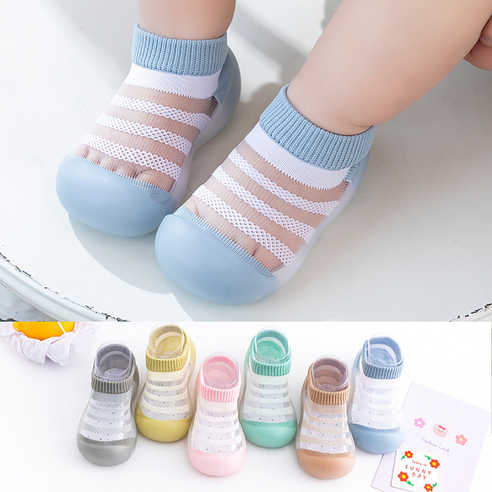 Baby Floor Socks with Non-Slip Sole – Breathable, Soft Cotton & Flexible Insole - YanaChi Store