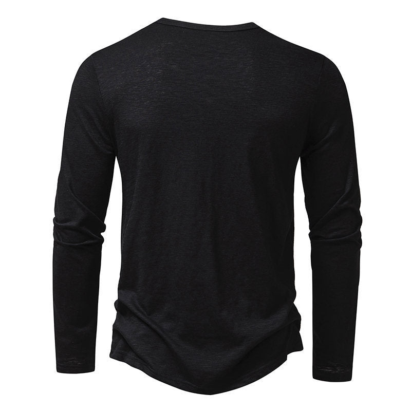 Men's Long Sleeve Henry Collar T-Shirt – Fashionable Button Top - YanaChi Store