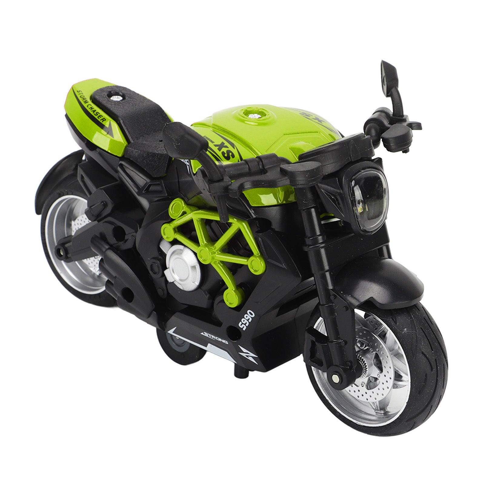Alloy Motorcycle Model High Simulation Cool Sound Light Pull Back Motorcycle Toy for Kids Green - YanaChi Store