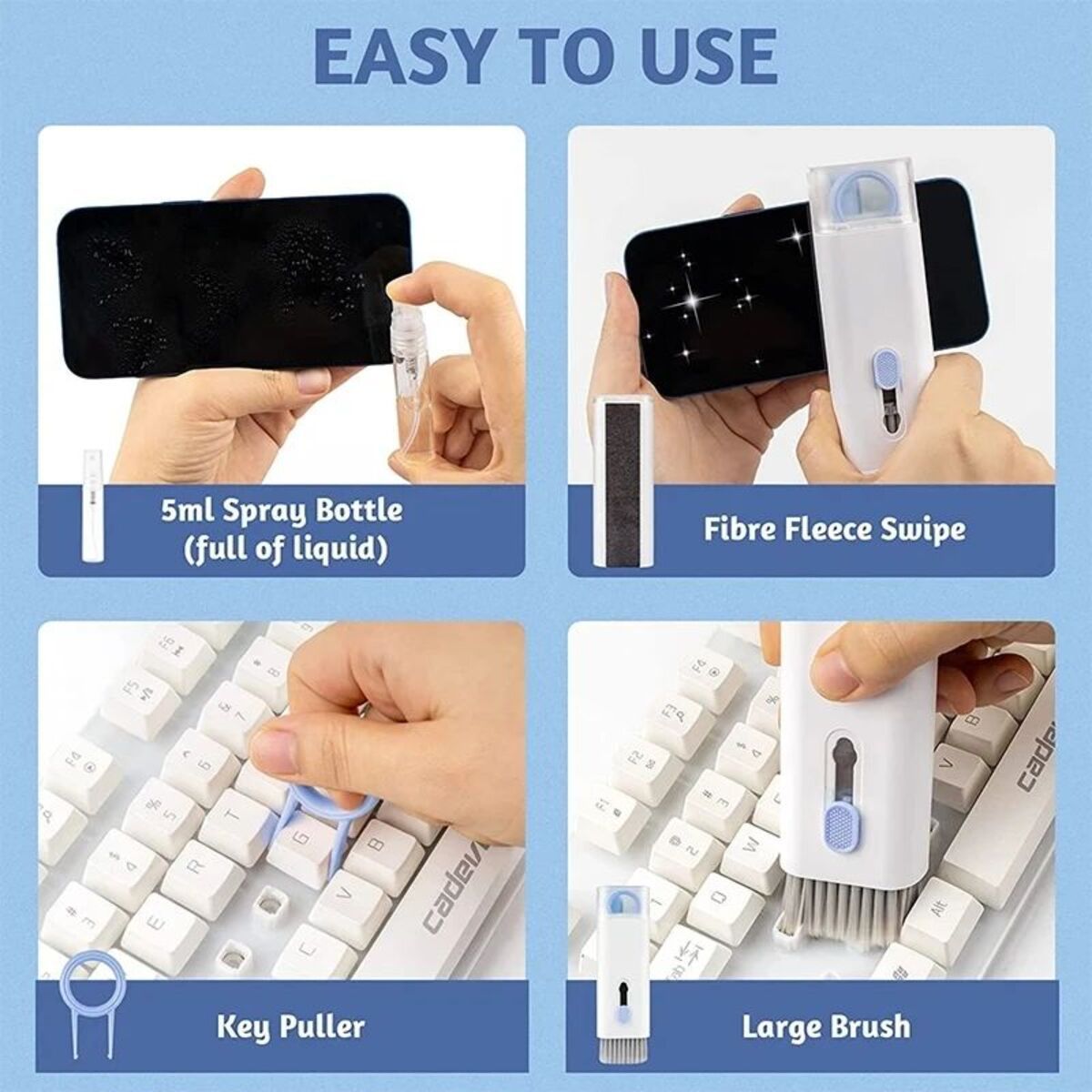 7 In 1 Computer Keyboard Cleaner Brush Kit Earphone Cleaning Pen For Headset Keyboard Cleaning Tools Cleaner Keycap Puller Kit - YanaChi Store