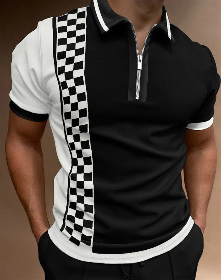 Men's Fashion Loose Lapel Zipper Polo Shirt – Casual Printed Leisure T-Shirt - YanaChi Store