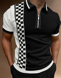 Men's Fashion Loose Lapel Zipper Polo Shirt – Casual Printed Leisure T-Shirt - YanaChi Store