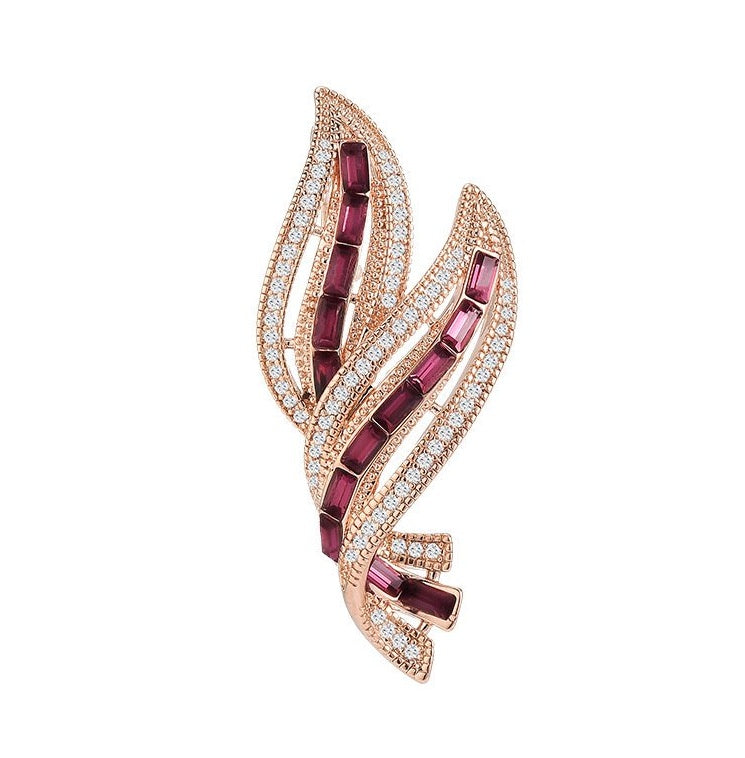 Xiaoxiangfeng Diamond Studded Leaf Brooch - YanaChi Store