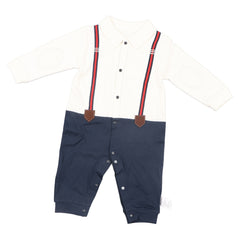 Baby Boy Jumpsuit Long Sleeves Threaded Cuffs Button Closure Boy Outfits with Bowtie 73cm - YanaChi Store