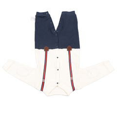 Baby Boy Jumpsuit Long Sleeves Threaded Cuffs Button Closure Boy Outfits with Bowtie 73cm - YanaChi Store