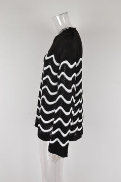 Women's Long Sleeve Knitwear – Loose Fit Pullover Sweater with Stitching Design - YanaChi Store