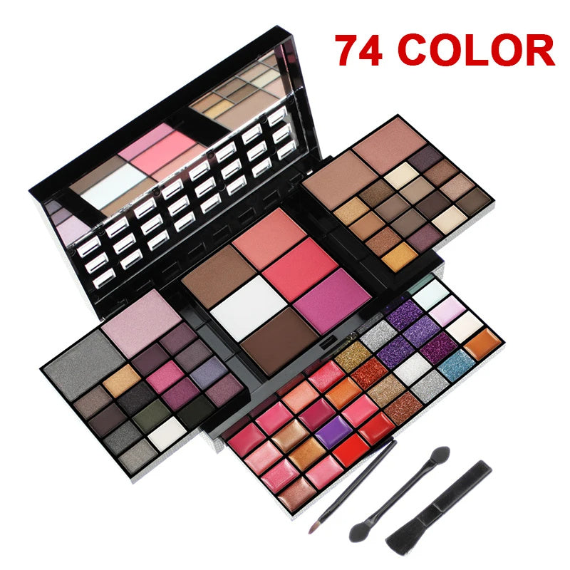 74-Color Professional Makeup Set – Lip Gloss, Eyeshadow, Blush & Highlight - YanaChi Store
