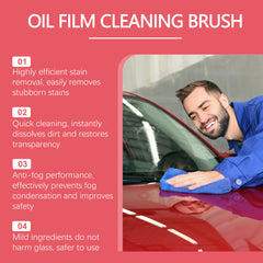 Automotive Oil Film Cleaning Brush, Windshield Cleaner Tool, All In One Wipe On Oil Film Remover, Car Glass Oil Film Cleaner With Reusable Foam Sprayer - YanaChi Store
