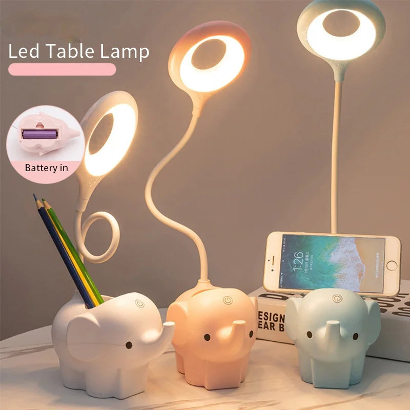 Adorable Elephant LED Desk Lamp – USB Rechargeable, Dimmable Touch Control Light - YanaChi Store