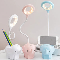 Adorable Elephant LED Desk Lamp – USB Rechargeable, Dimmable Touch Control Light - YanaChi Store