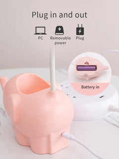 Adorable Elephant LED Desk Lamp – USB Rechargeable, Dimmable Touch Control Light - YanaChi Store