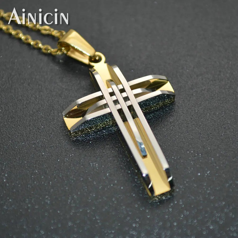 High-Fashion Stainless Steel Jesus Cross Pendant Necklace – Trendy Religious Jewelry - YanaChi Store