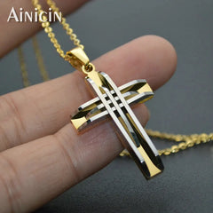High-Fashion Stainless Steel Jesus Cross Pendant Necklace – Trendy Religious Jewelry - YanaChi Store