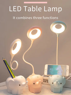 Adorable Elephant LED Desk Lamp – USB Rechargeable, Dimmable Touch Control Light - YanaChi Store
