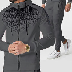 Men's Tracksuit Set: Hooded Zipper Jacket & Jogging Pants for Spring & Autumn