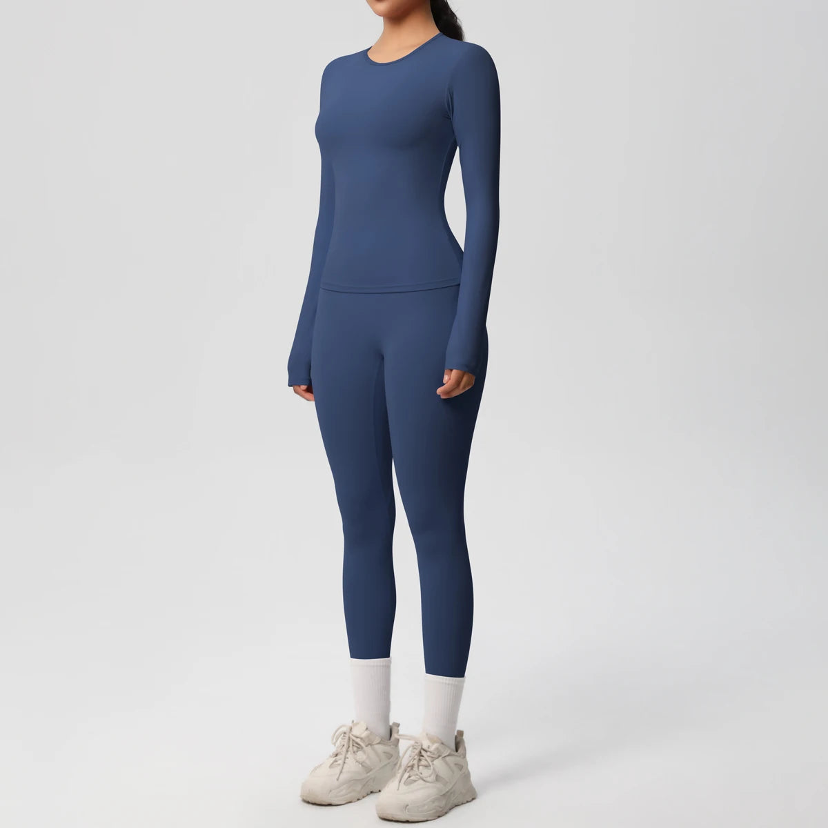 Women's 2-Piece Yoga Set: Long Sleeve Crop Top & Leggings for Gym and Fitness