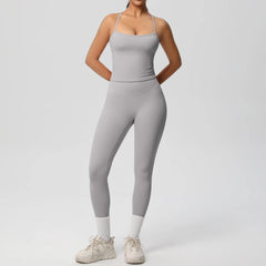 Women's 2-Piece Yoga Set: Hanging Neck Bra & Sports Shorts for Fitness