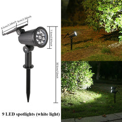 Solar-Powered Spotlights – 9 LEDs, IP65 Waterproof, Perfect for Driveways and Lawns - YanaChi Store