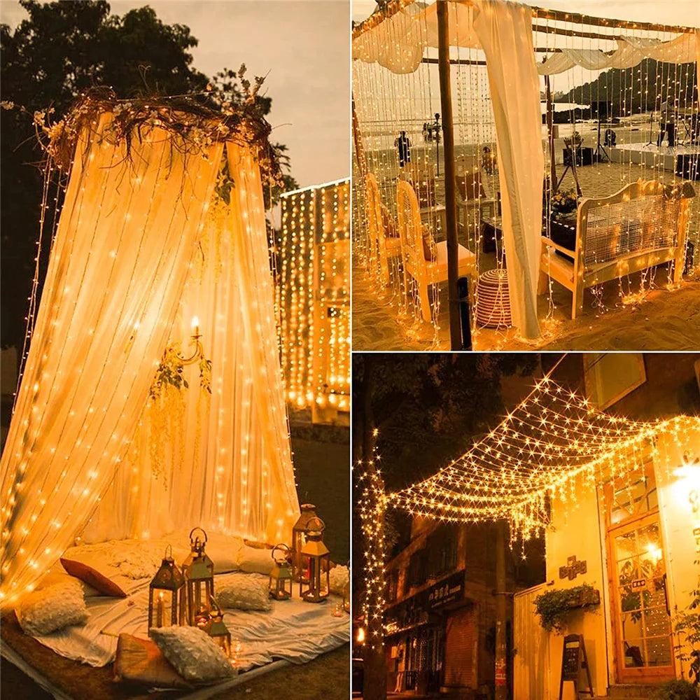 Waterproof Solar Curtain Fairy Lights – Perfect for Weddings, Parties & Outdoor Decor - YanaChi Store