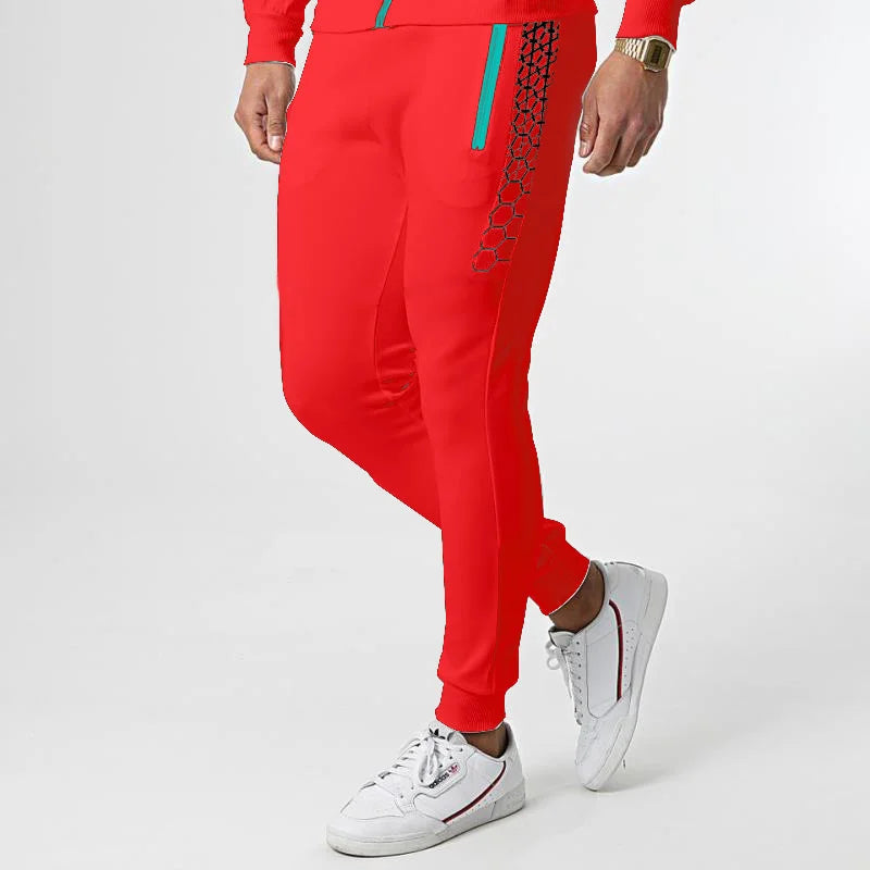 Men's Tracksuit Set: Hooded Zipper Jacket & Jogging Pants for Spring & Autumn