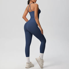 Women's 2-Piece Yoga Set: Hanging Neck Bra & Sports Shorts for Fitness