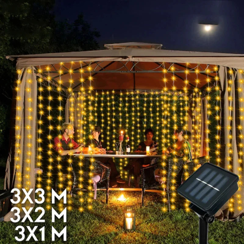 Waterproof Solar Curtain Fairy Lights – Perfect for Weddings, Parties & Outdoor Decor - YanaChi Store