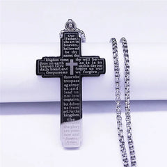 Stainless Steel Bible Cross Necklace – Men's Punk-Style Christian Pendant Jewelry - YanaChi Store