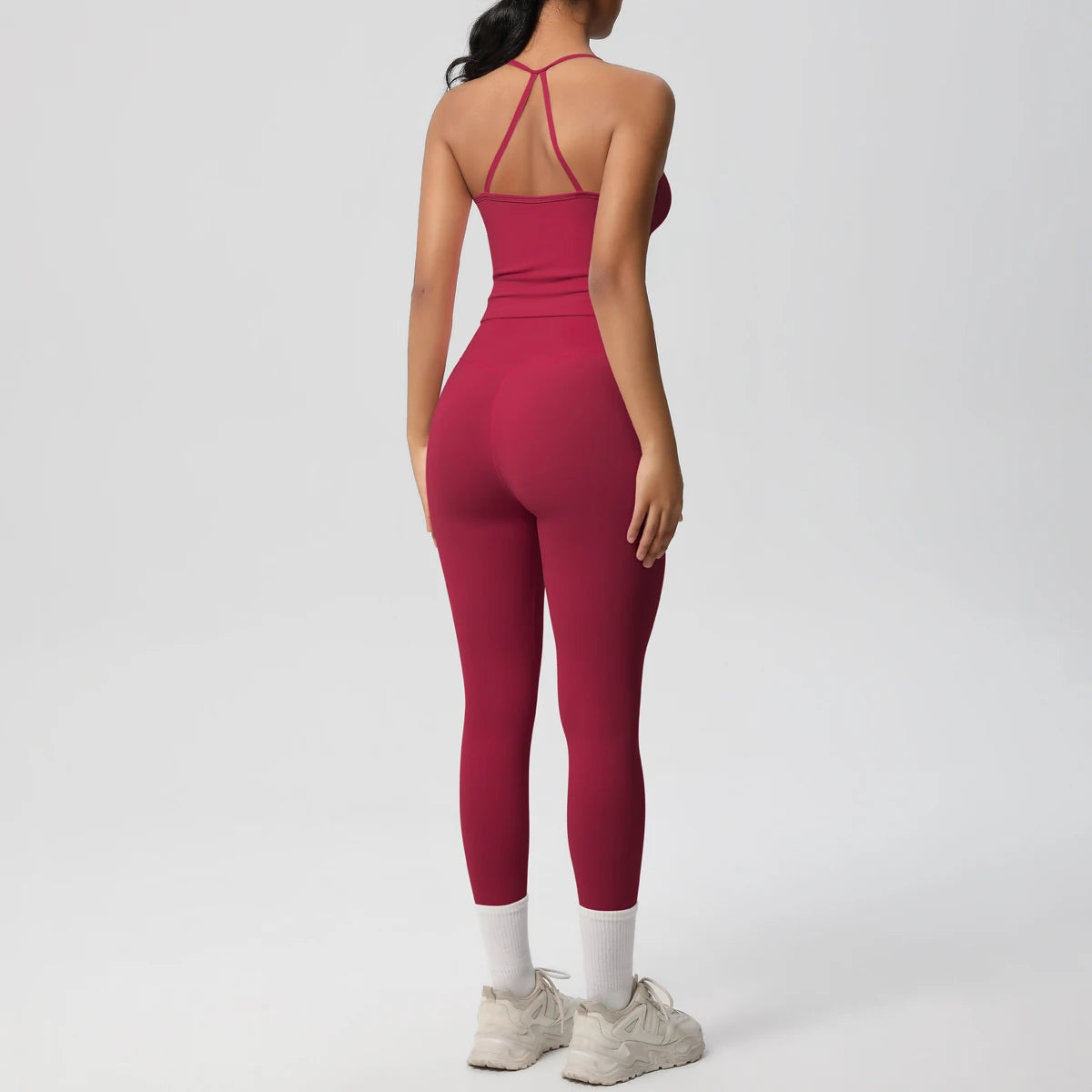 Women's 2-Piece Yoga Set: Hanging Neck Bra & Sports Shorts for Fitness