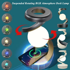 LED Moon Mood Lamp – Suspended Rotating RGB Light with Wireless Charging - YanaChi Store