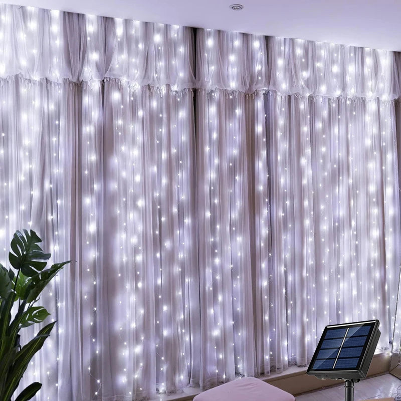 Waterproof Solar Curtain Fairy Lights – Perfect for Weddings, Parties & Outdoor Decor - YanaChi Store