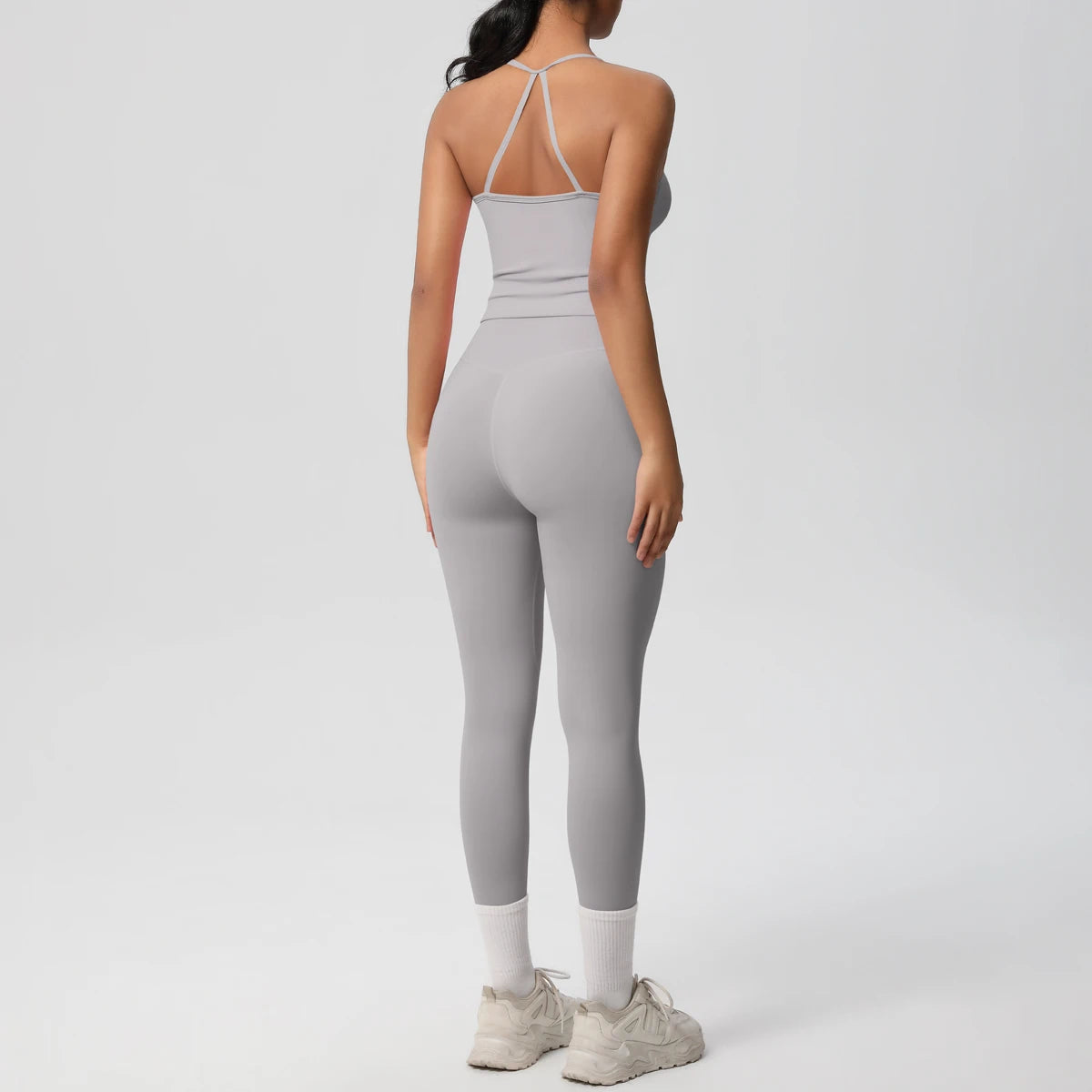 Women's 2-Piece Yoga Set: Hanging Neck Bra & Sports Shorts for Fitness