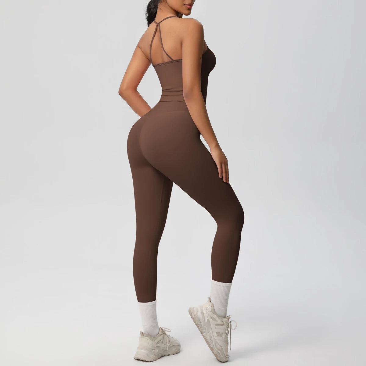 Women's 2-Piece Yoga Set: Hanging Neck Bra & Sports Shorts for Fitness