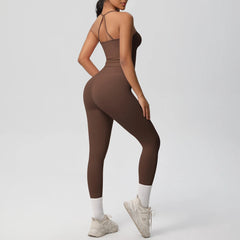 Women's 2-Piece Yoga Set: Hanging Neck Bra & Sports Shorts for Fitness