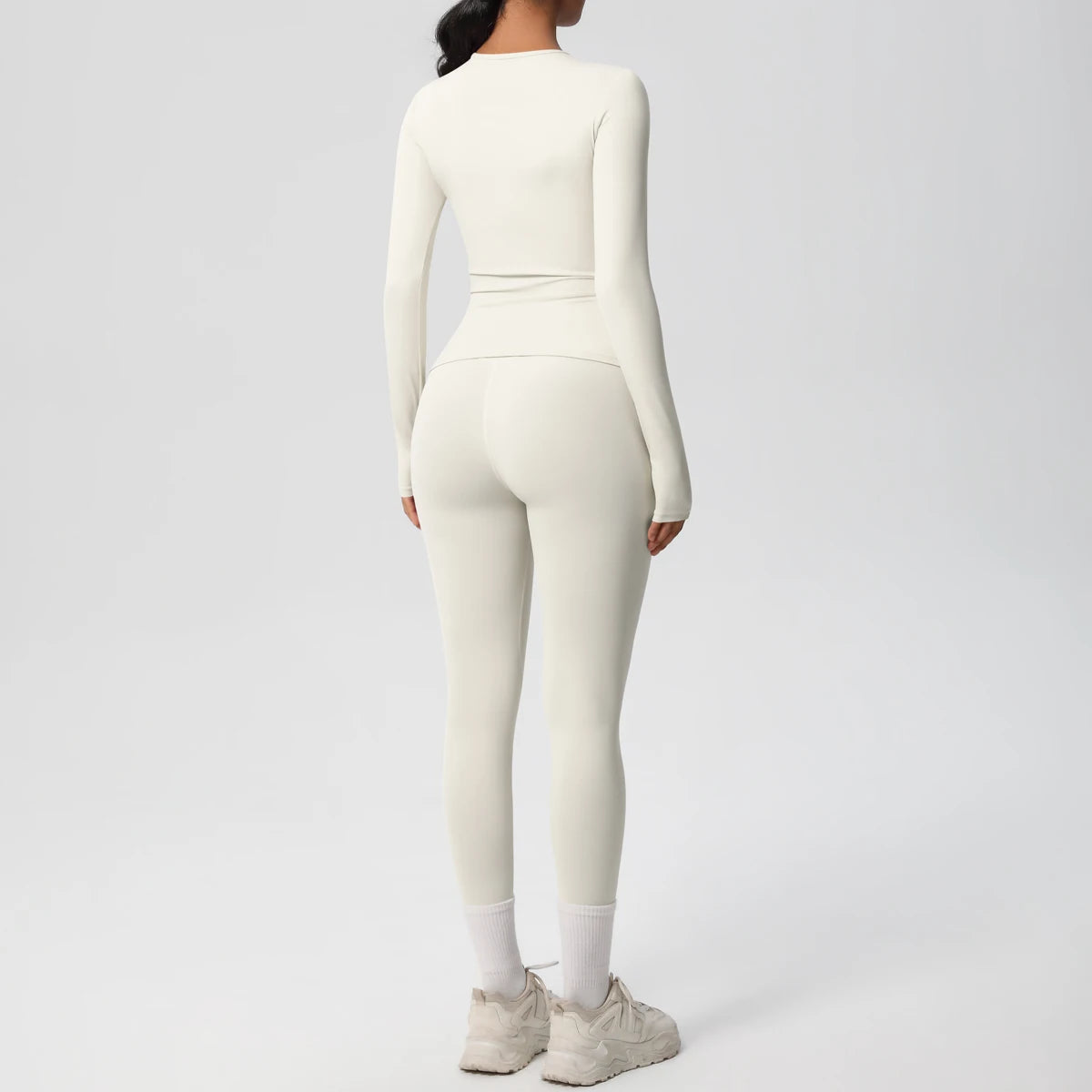 Women's 2-Piece Yoga Set: Long Sleeve Crop Top & Leggings for Gym and Fitness