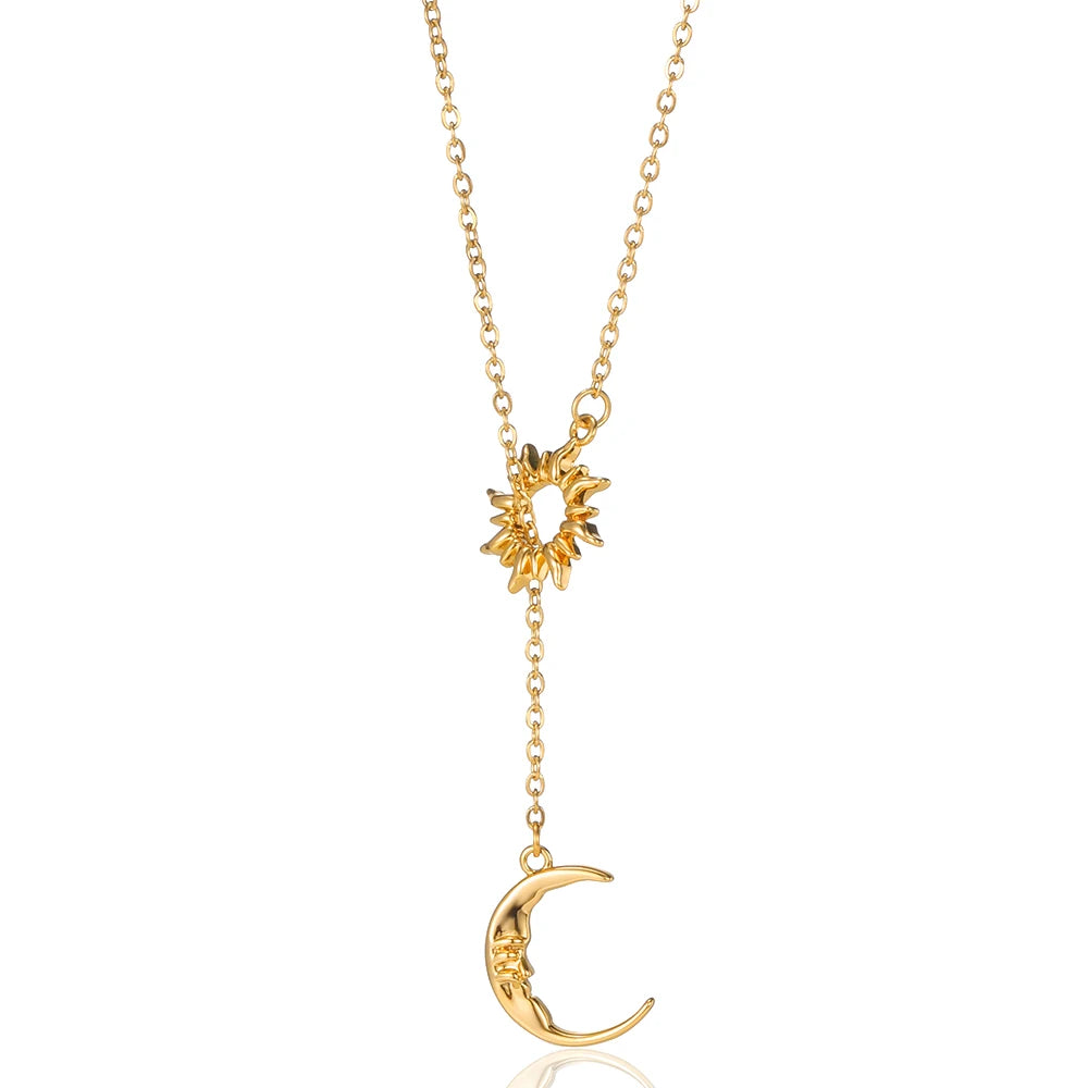 Exquisite Bohemian Clavicle Necklace – Stainless Steel Sun & Moon Pendant - YanaChi Store