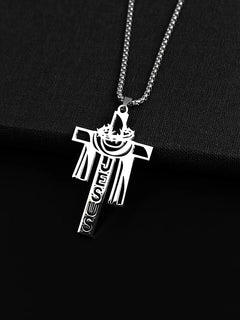 Stainless Steel Thorn Jesus Cross Necklace – Christian Pendant Jewelry with 70cm Chain - YanaChi Store