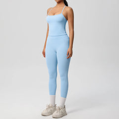 Women's 2-Piece Yoga Set: Hanging Neck Bra & Sports Shorts for Fitness