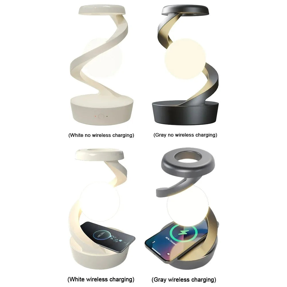 LED Moon Mood Lamp – Suspended Rotating RGB Light with Wireless Charging - YanaChi Store