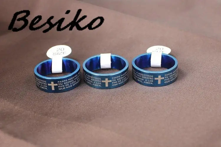 Stainless Steel Spanish Bible Cross Ring – 8mm Christian Jewelry - YanaChi Store