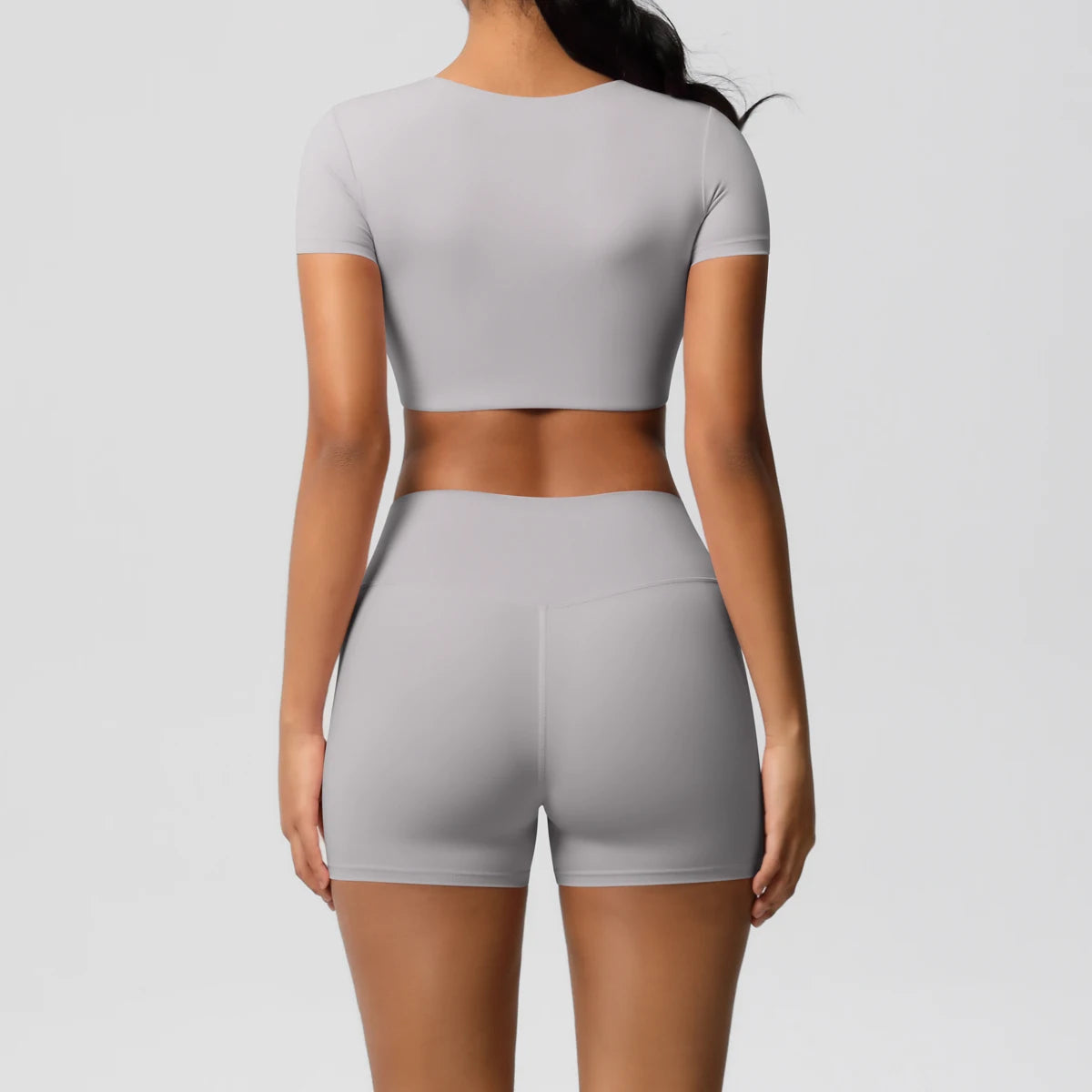 Women's 2-Piece Yoga Set: Short Sleeve Gym Top & High-Waist Shorts for Fitness