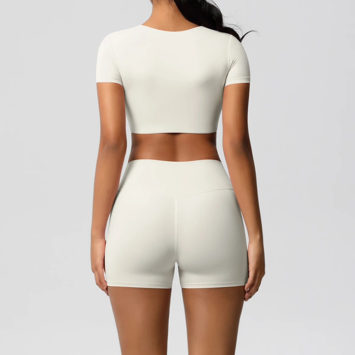 Women's 2-Piece Yoga Set: Short Sleeve Gym Top & High-Waist Shorts for Fitness