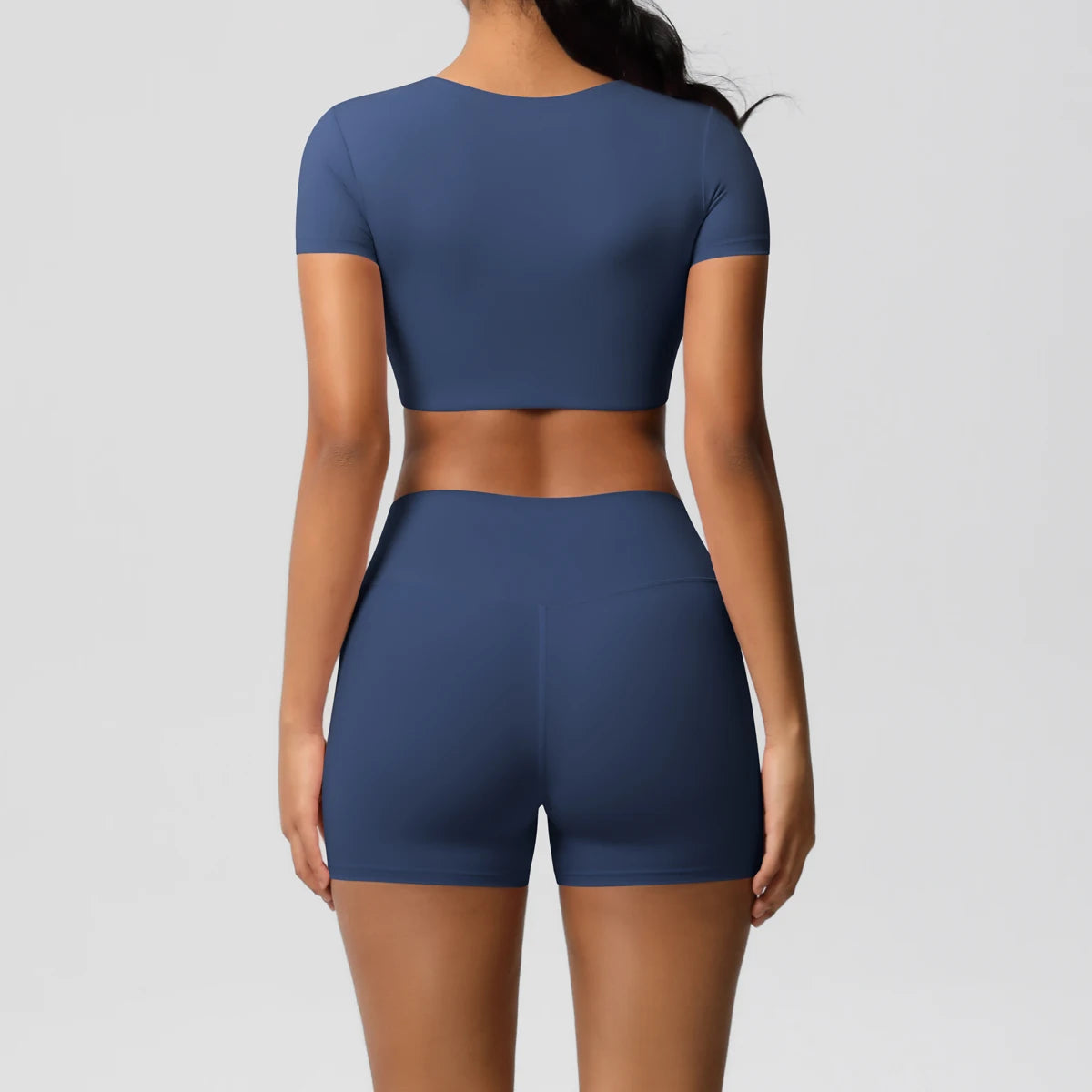 Women's 2-Piece Yoga Set: Short Sleeve Gym Top & High-Waist Shorts for Fitness